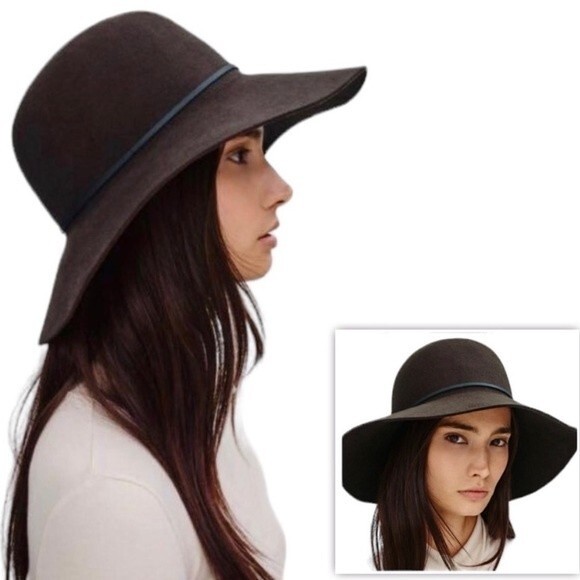 Aritzia Talula Baylis 100% Wool‎ Floppy Black Hat Size M/L - Picture 6 of 6